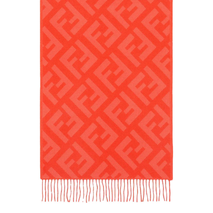 Fendi FF Print Tulip Woven Cashmere Fringe Scarf