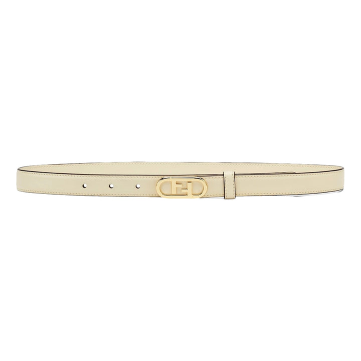 Fendi O'Lock Ivory Leather Skinny Belt Size 90