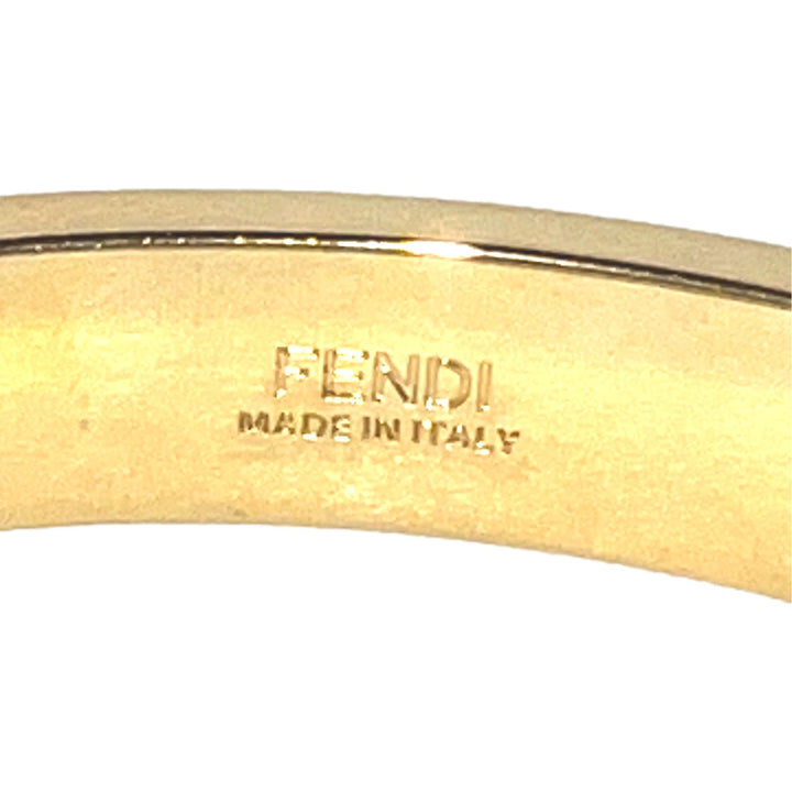 Fendi Master Key Pendant Gold Finish Metal Medium Cuff Bracelet