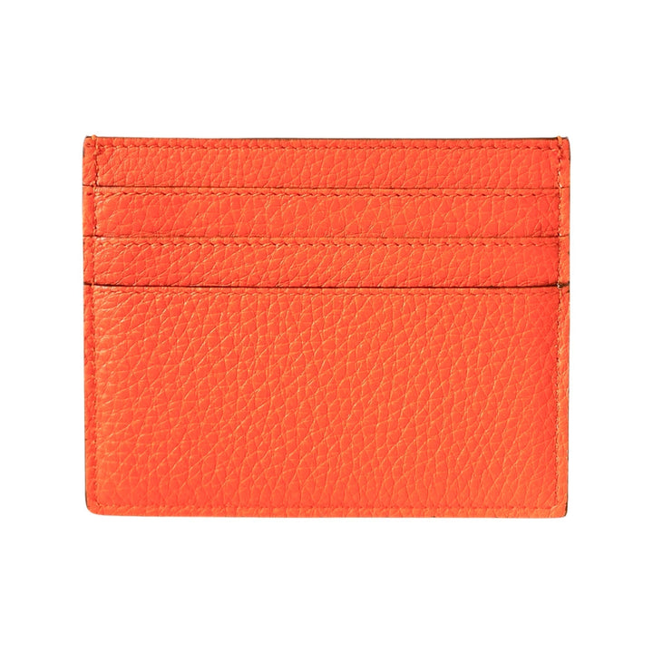 Fendi Peekaboo Orange Grained Leather Card Case Wallet
