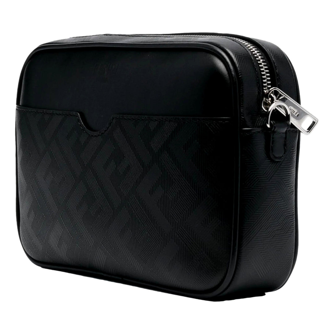 Fendi Roma Black Shadow Leather Canvas  Camera Crossbody Bag
