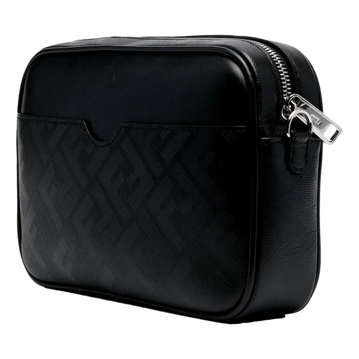 Fendi Roma Black Shadow Leather Canvas  Camera Crossbody Bag