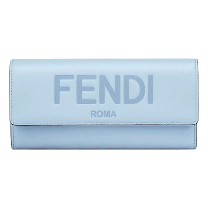 Fendi Roma Light Blue Smooth Calf Leather Continental Flap Wallet