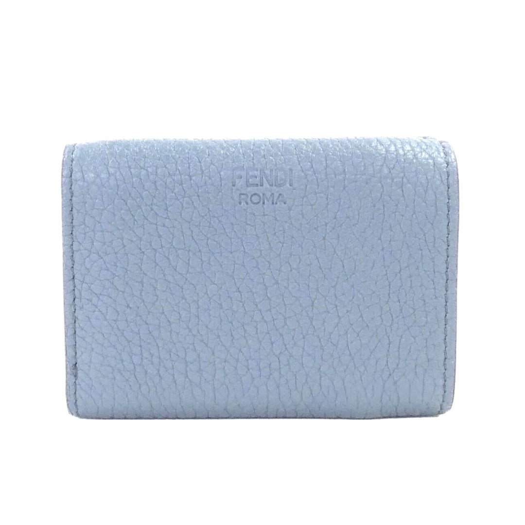 Fendi Selleria Leather Sky Blue Micro Trifold Wallet