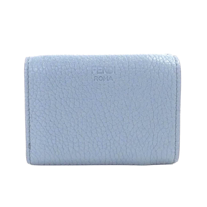 Fendi Selleria Leather Sky Blue Micro Trifold Wallet