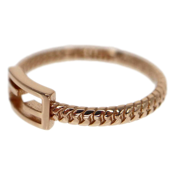 Fendi Baguette FF Logo Ring Rose Gold Twist Metal Band Size Small