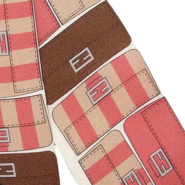 Fendi Baguette Print Wrappy Scarf Silk Foulard Pink Dalia Multicolor