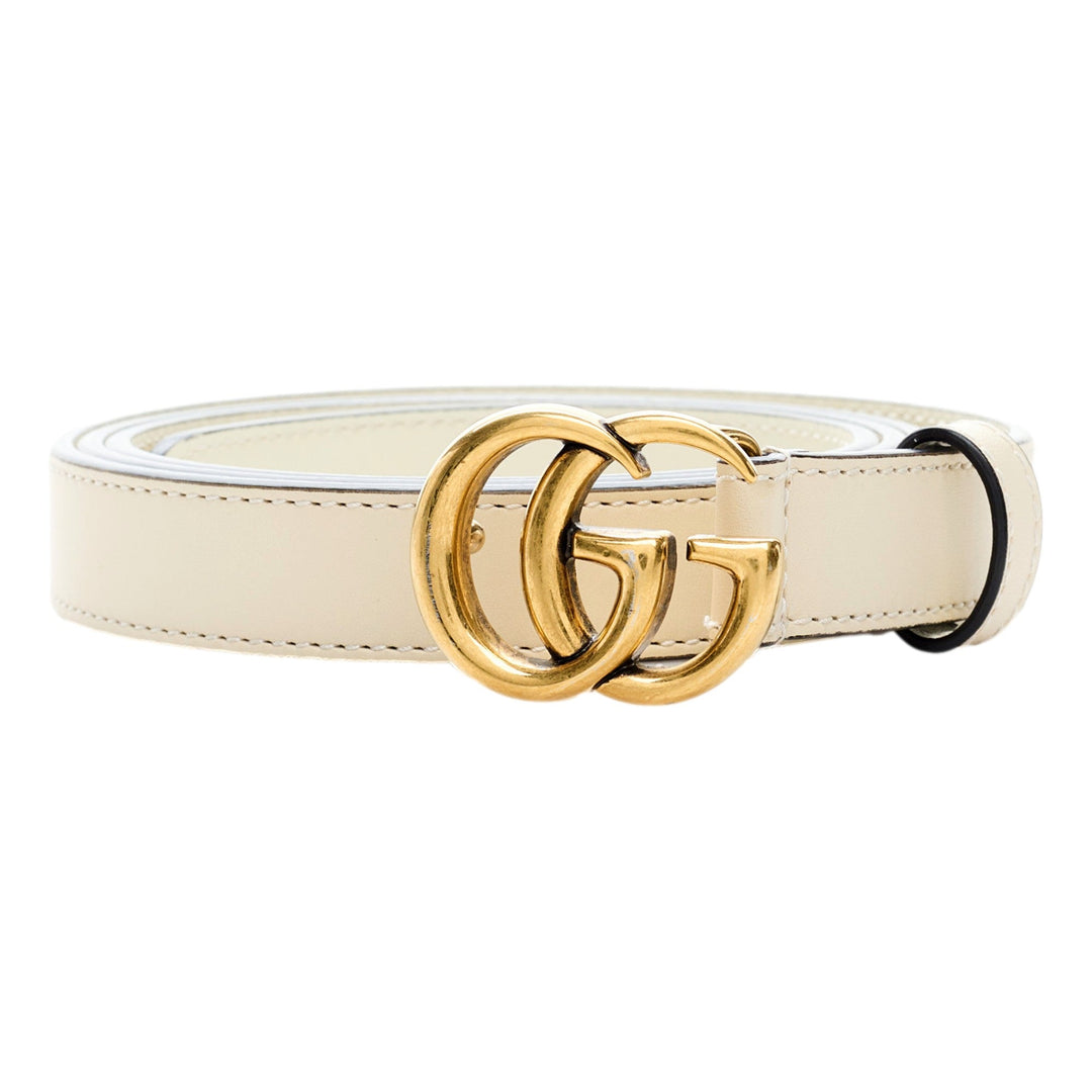 Gucci Marmont GG logo Ivory Leather Belt 90/85