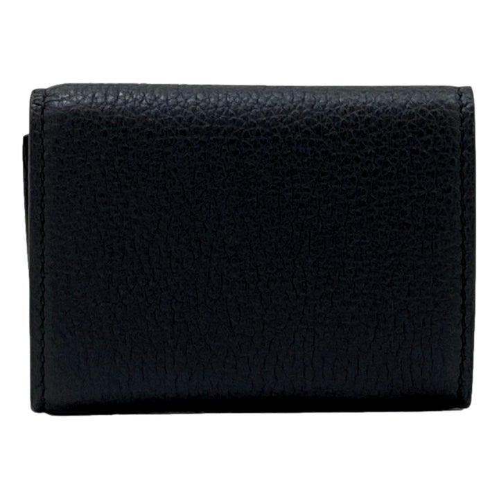 Gucci Embossed Logo Mini Tri-Fold Wallet Black Pebbled Leather