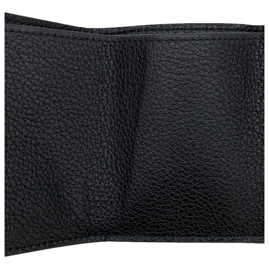 Gucci Embossed Logo Mini Tri-Fold Wallet Black Pebbled Leather