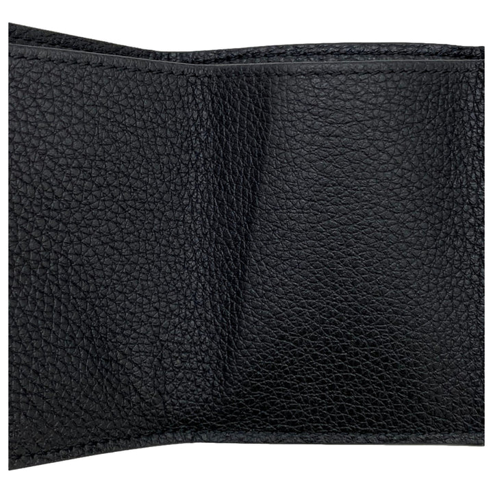 Gucci Embossed Logo Mini Tri-Fold Wallet Black Pebbled Leather