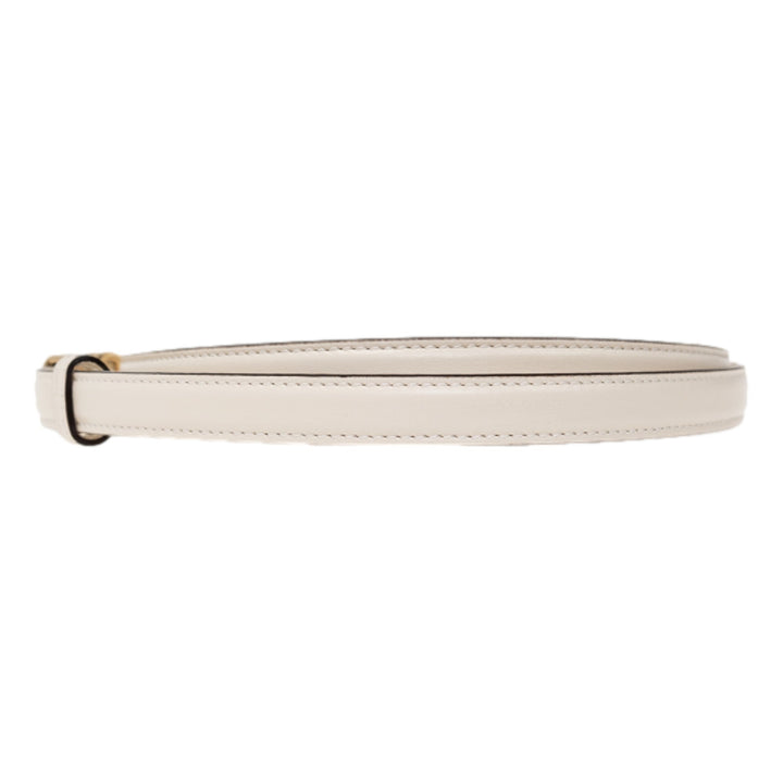 Gucci Cream Thin Leather Belt with Metal Gold Logo Lettering Size 80