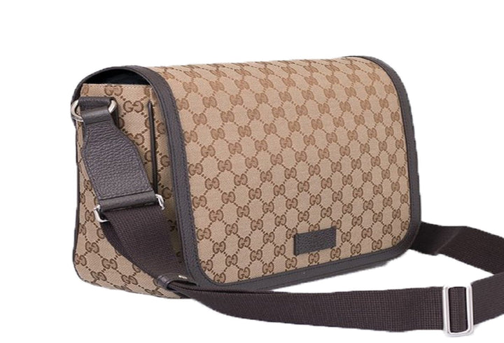 Gucci GG Guccissima Large Beige Canvas Crossbody Messenger Bag 449171