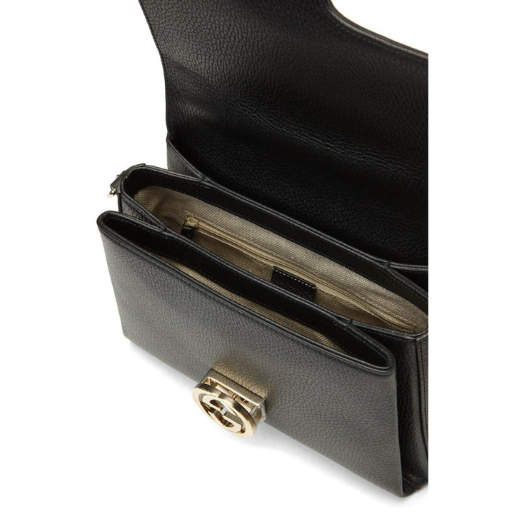 Gucci Interlocking G Black Calf Leather Chain Crossbody Bag Pre-owned