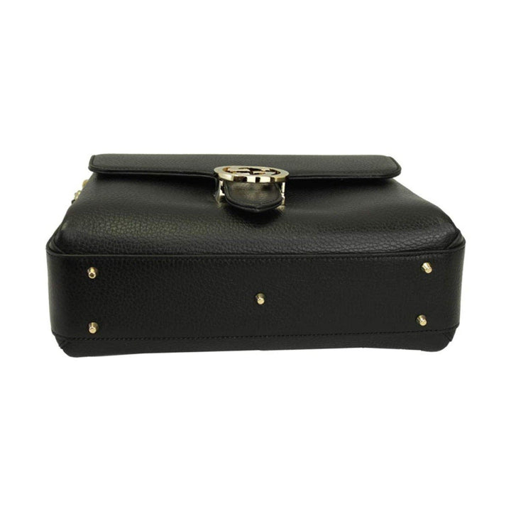 Gucci Interlocking G Black Calf Leather Chain Crossbody Bag Pre-owned