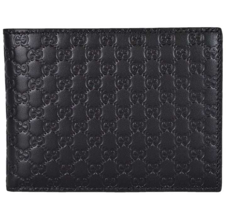 Gucci Men's Microguccissima GG Embossed Black Leather Trifold Wallet