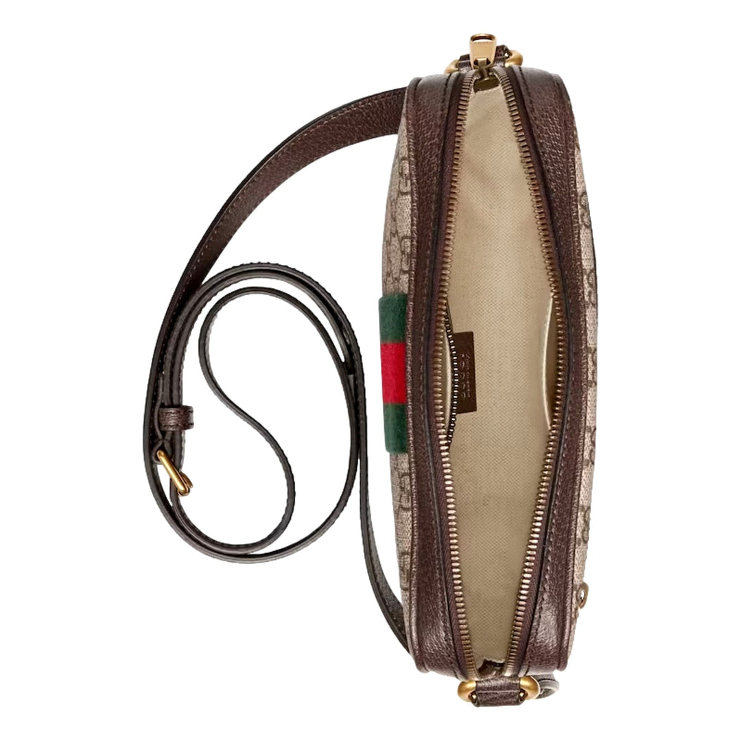 Gucci Ophidia Large GG Supreme Logo Brown Leather Messenger Bag
