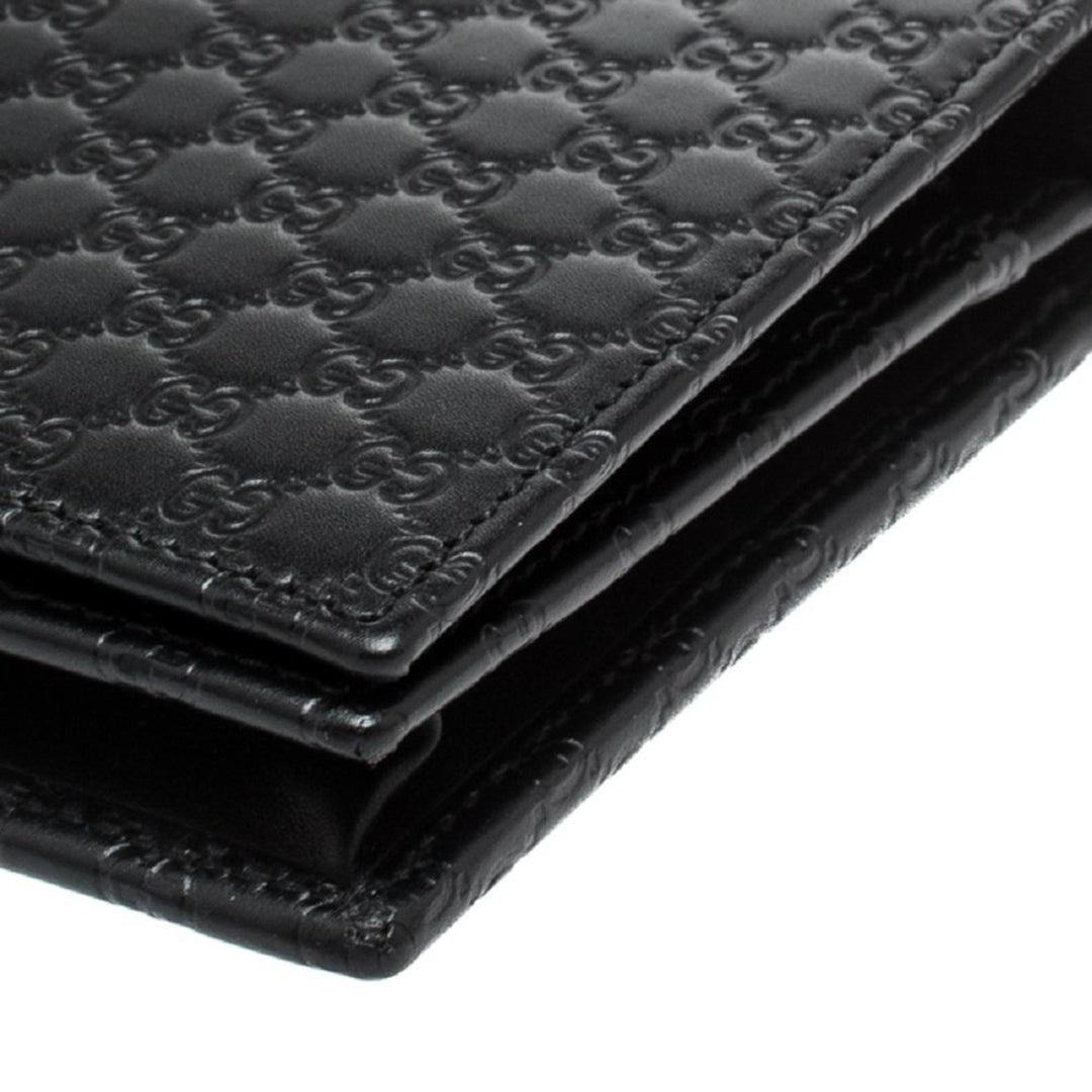 Gucci Microguccissima GG Logo Black Leather Wallet Crossbody Handbag