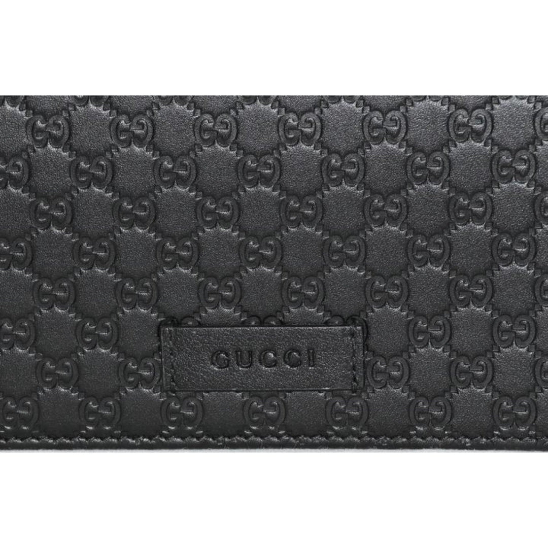 Gucci Microguccissima GG Logo Black Leather Wallet Crossbody Handbag