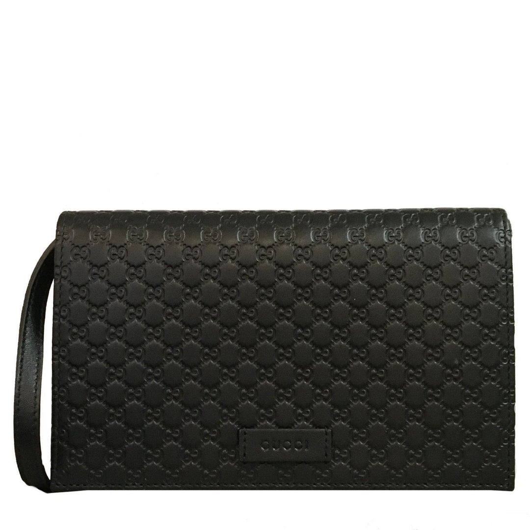 Gucci Microguccissima GG Logo Black Leather Wallet Crossbody Handbag