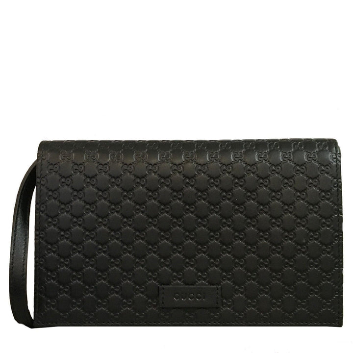 Gucci Microguccissima GG Logo Black Leather Wallet Crossbody Handbag
