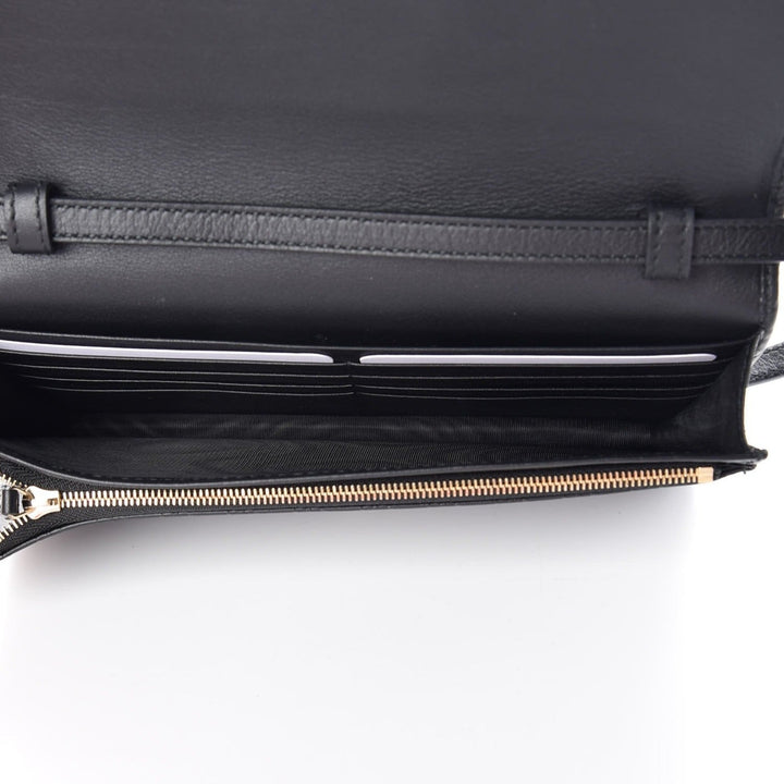 Gucci Microguccissima GG Logo Black Leather Wallet Crossbody Handbag