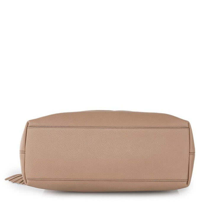 Gucci Soho Camelia Beige Cellarius GG Logo Leather Gold Chain Tote Bag