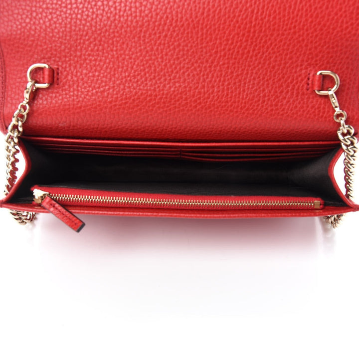 Gucci Soho Wallet on Chain Red Calf Leather Leather Crossbody Bag