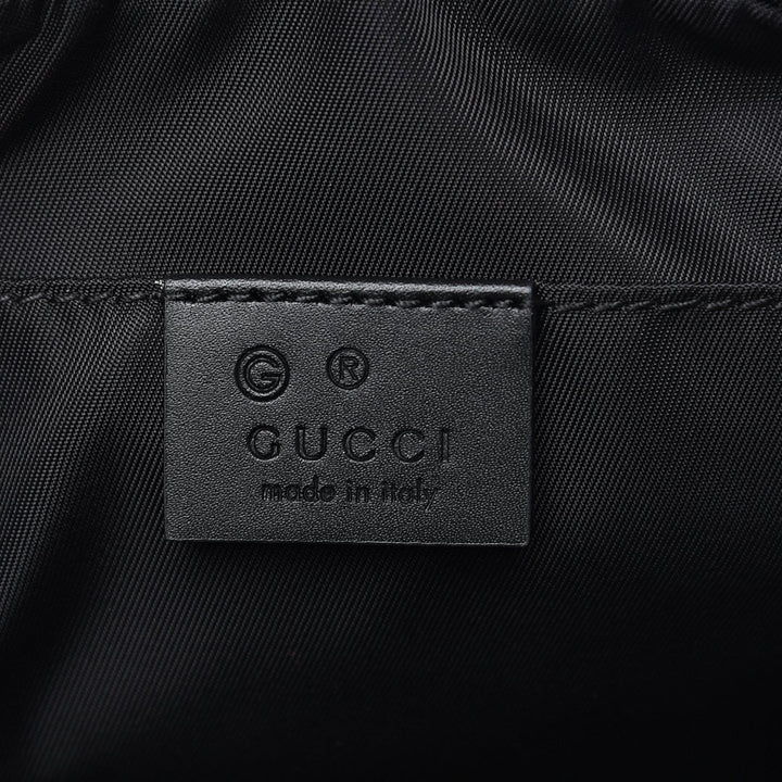 Gucci Techno Web Stripe Black Canvas Leather Trim Waist Belt Bag
