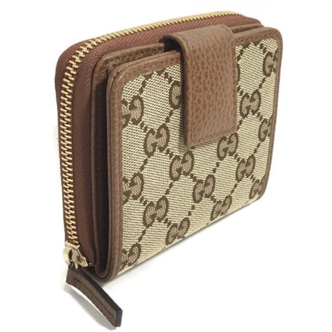Gucci Beige Original GG Canvas Brown Leather Trim Wallet