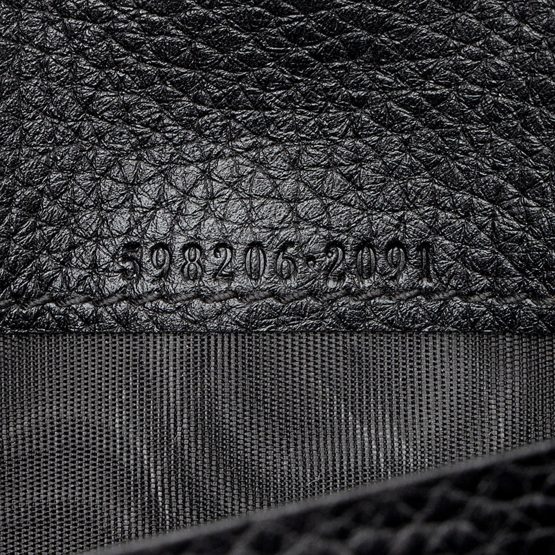 Gucci Soho Cellarius Black Long Flap Wallet Clutch Black Pebbled Leather