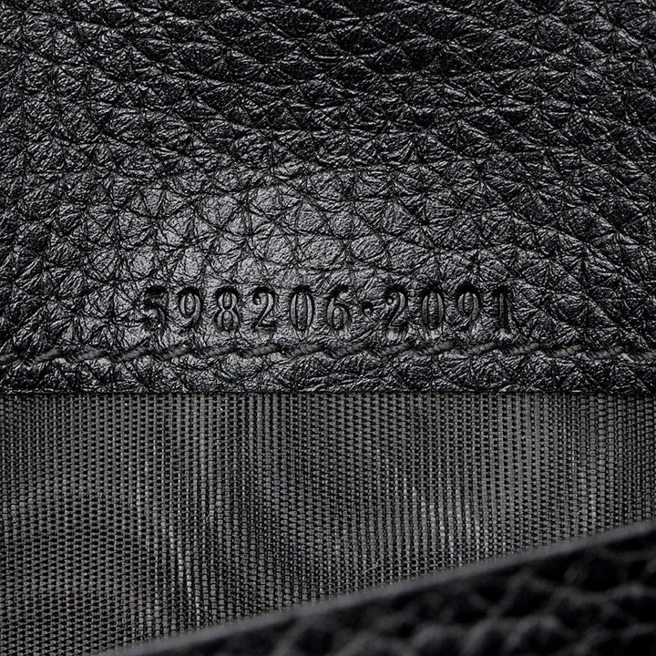 Gucci Soho Cellarius Black Long Flap Wallet Clutch Black Pebbled Leather