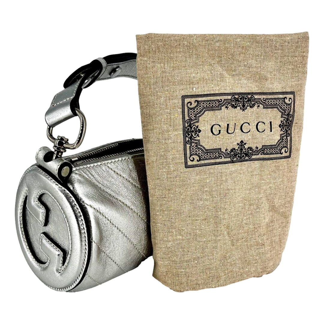 Gucci Blondie Mini Shoulder Bag in Metallic Silver Leather