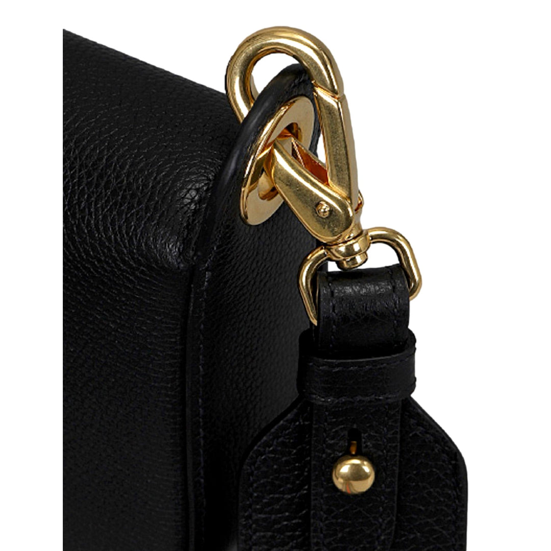 Prada Milano Black Small Leather Crossbody Bag Web Stripe Strap