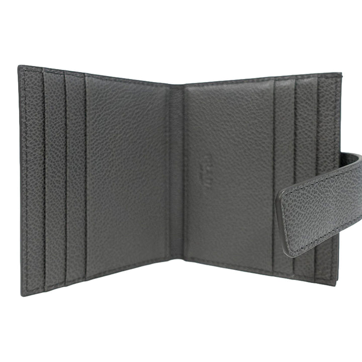 Prada Grey Vitello Grain Leather Card  Bifold Wallet
