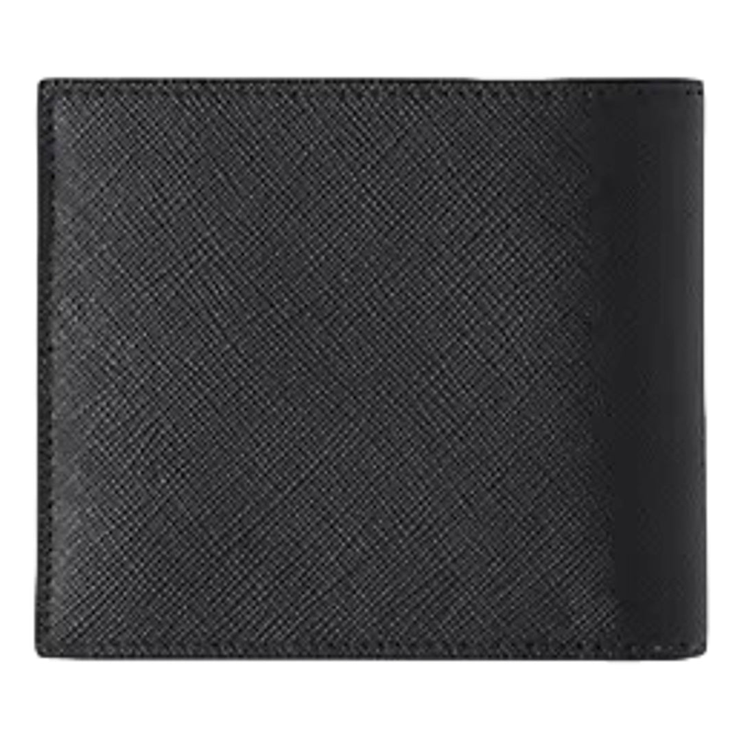 Prada Men's Black Grey Bicolor Saffiano Leather Logo Billfold Bifold Wallet