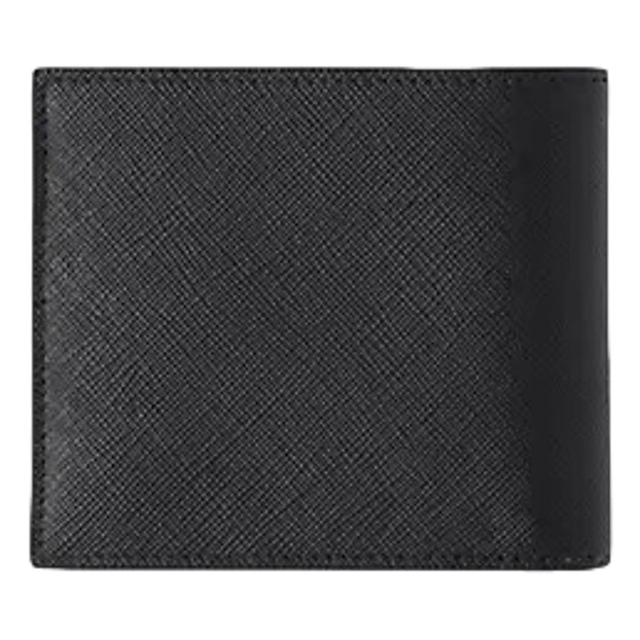 Prada Men's Black Grey Bicolor Saffiano Leather Logo Billfold Bifold Wallet