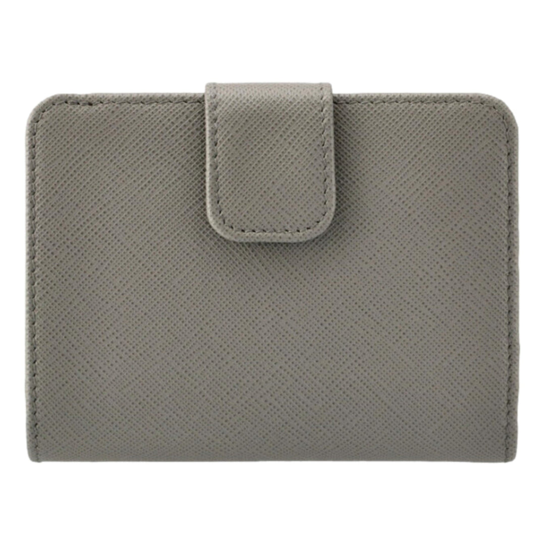 Prada Saffiano Leather Small Wallet with Zipper Argilla and Astrale Grey Blue