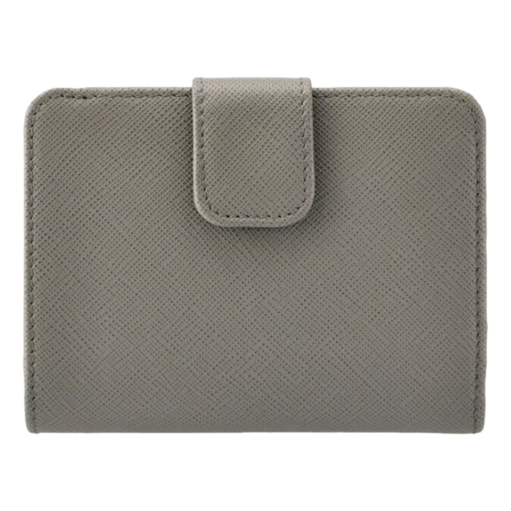 Prada Saffiano Leather Small Wallet with Zipper Argilla and Astrale Grey Blue