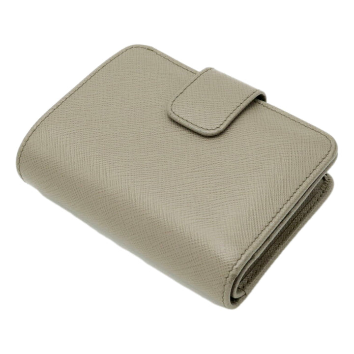 Prada Saffiano Leather Small Wallet with Zipper Argilla and Astrale Grey Blue