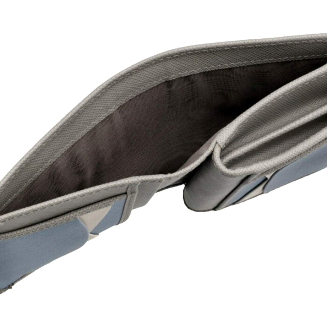 Prada Saffiano Leather Small Wallet with Zipper Argilla and Astrale Grey Blue