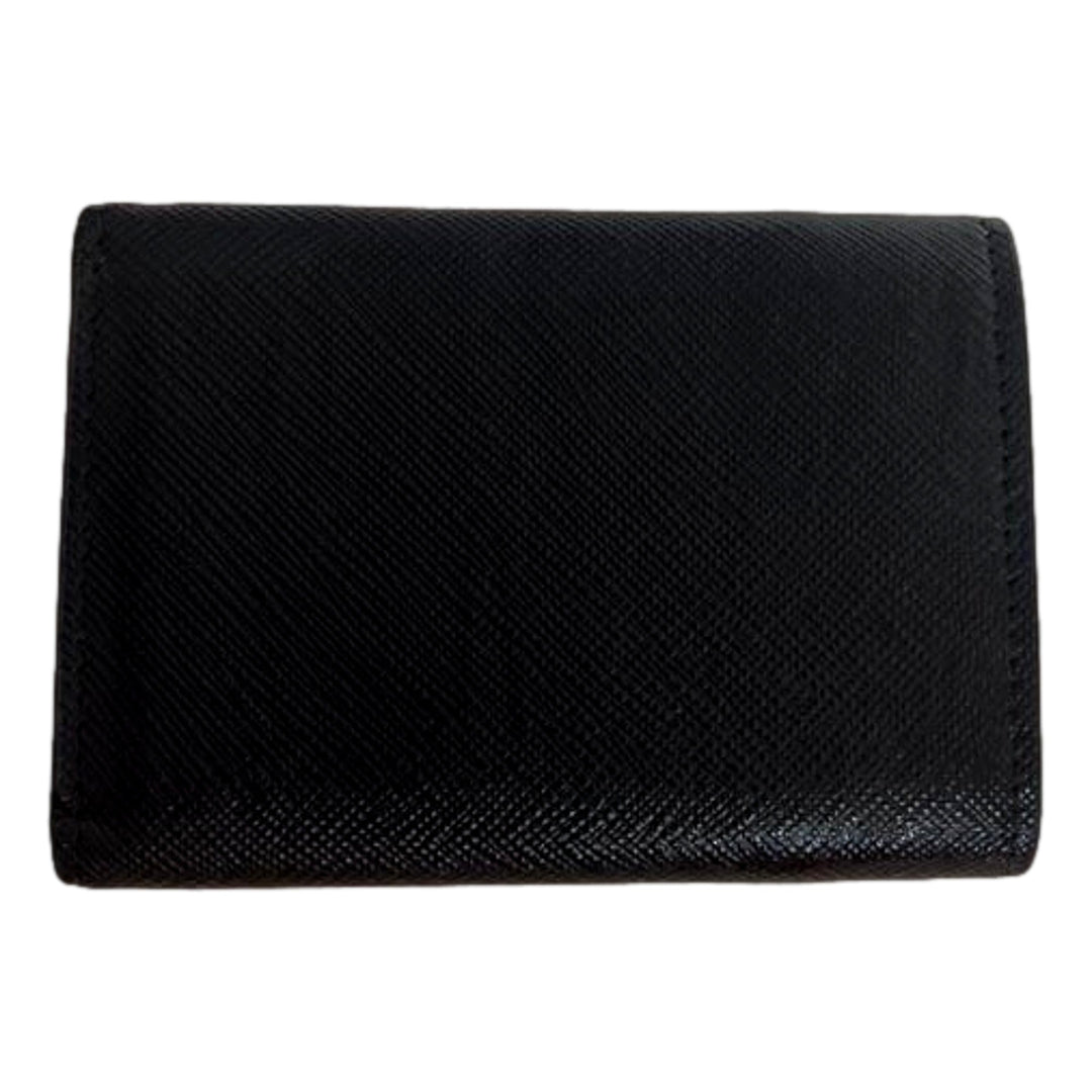 Prada Saffiano Metal Tri-Fold Envelope Card Holder Wallet Nero Black and Pink