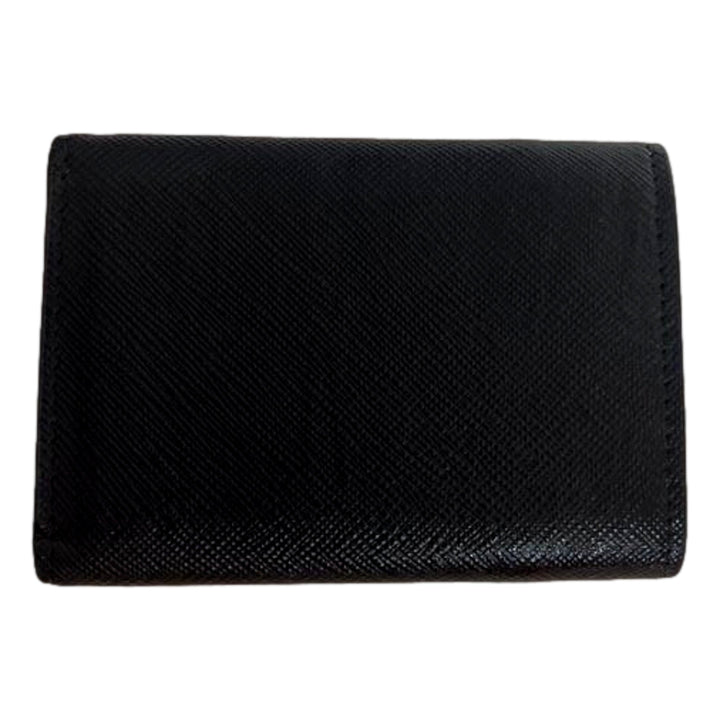Prada Saffiano Metal Tri-Fold Envelope Card Holder Wallet Nero Black and Pink