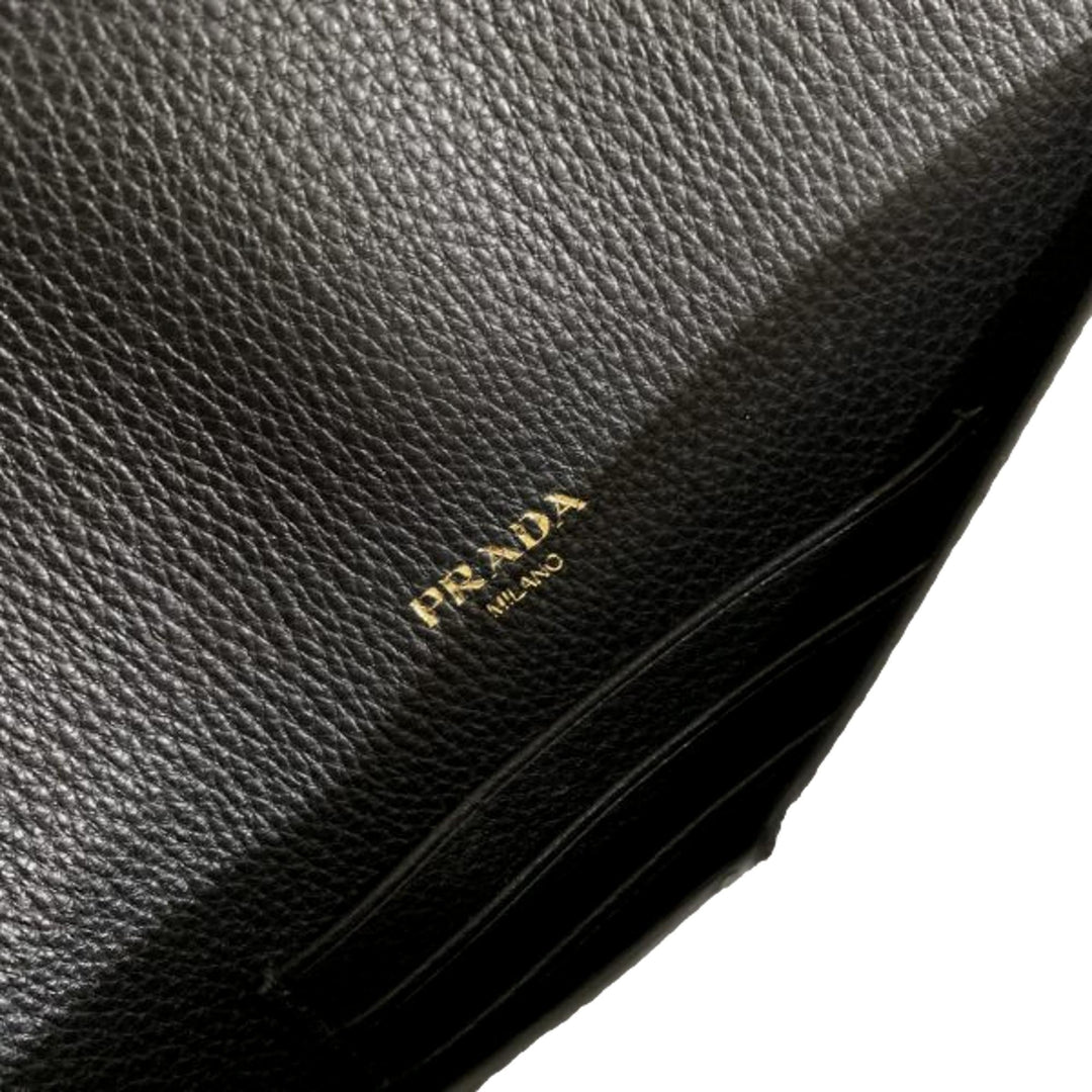 Prada Black Vitello Grain Leather Long Envelope Wallet