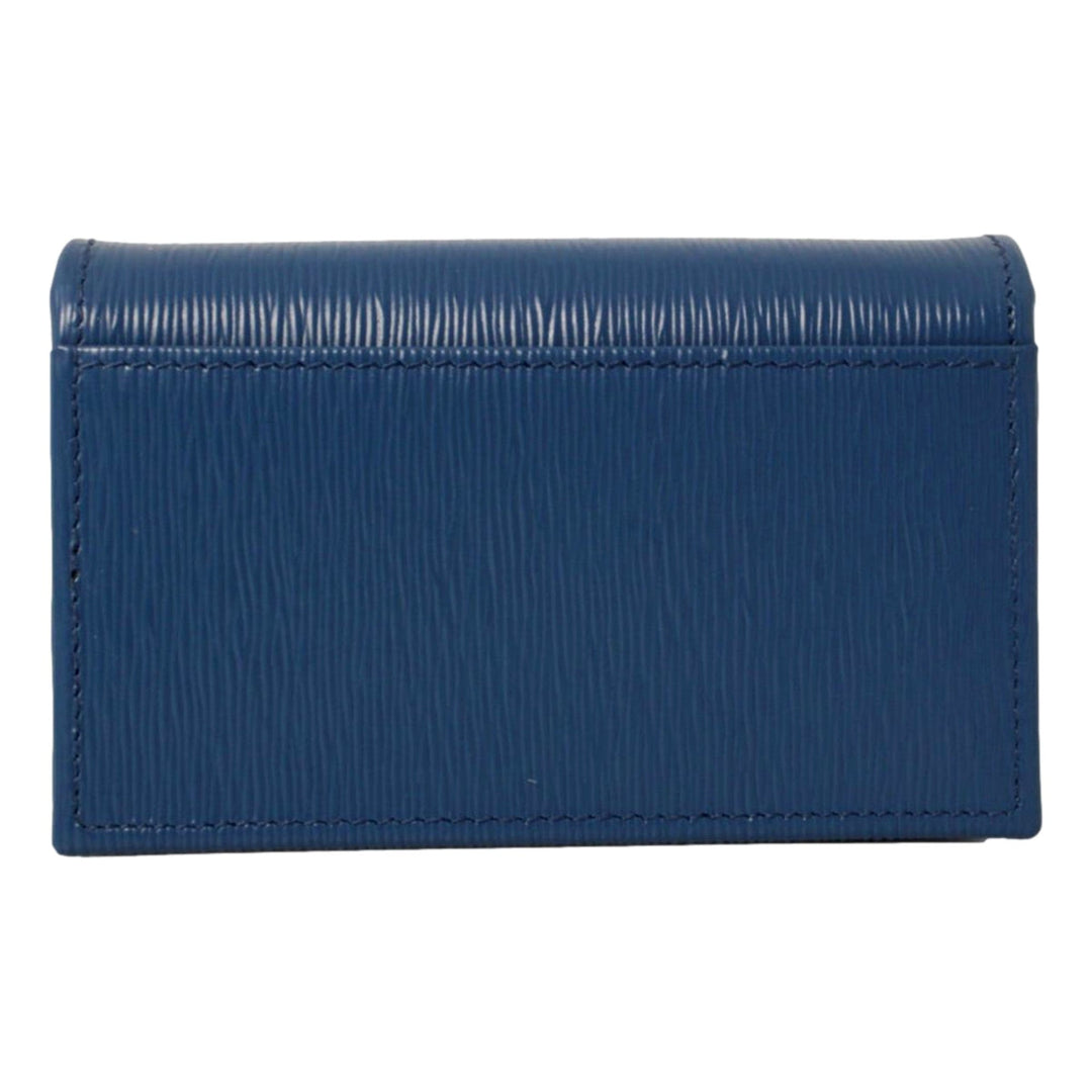 Prada Blue Vitello Move Leather Triangle Logo Card Case Wallet