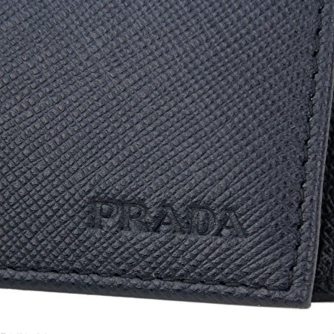Prada Men's Baltico Blue Saffiano Leather Logo Billfold Bifold Wallet