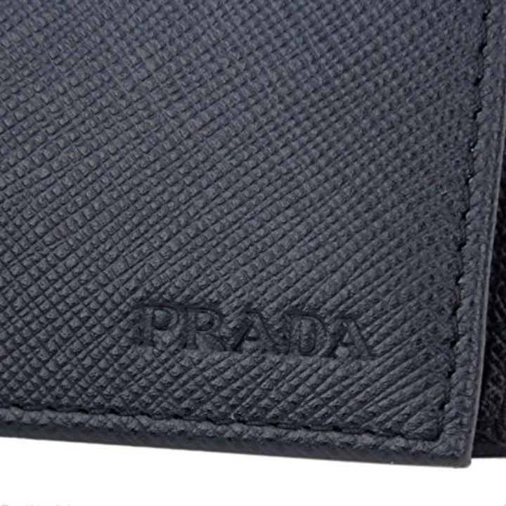 Prada Men's Baltico Blue Saffiano Leather Logo Billfold Bifold Wallet