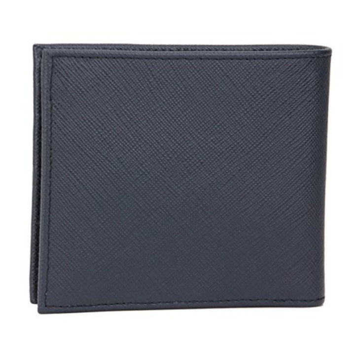 Prada Men's Baltico Blue Saffiano Leather Logo Billfold Bifold Wallet