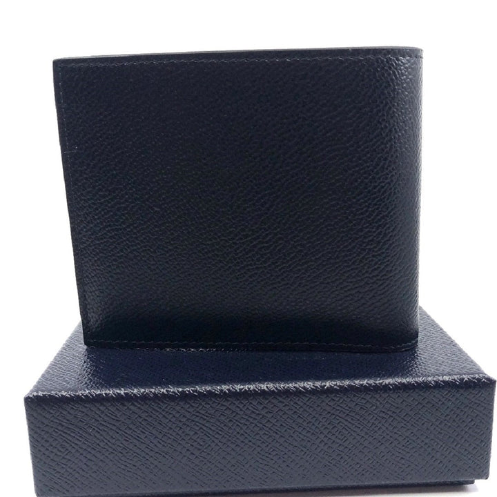 Prada Mens Baltico Blue Vitello Micro Grain Leather Bifold Wallet