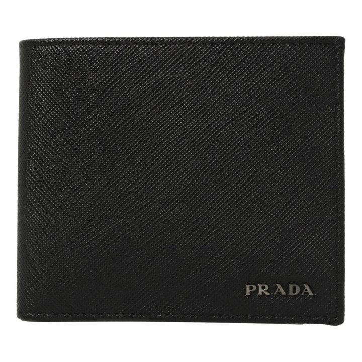 Prada Men's Nero Black Saffiano Leather Logo Billfold Bifold Wallet